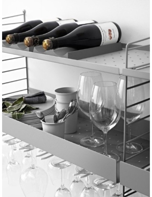 Wine glass hanger rack 1-pack for Metal shelf White M String +