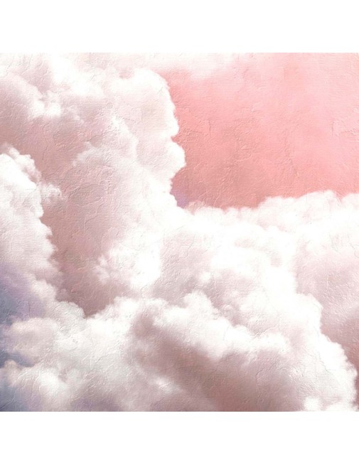 Koordinaten-Wandbild mit rosa Wolken