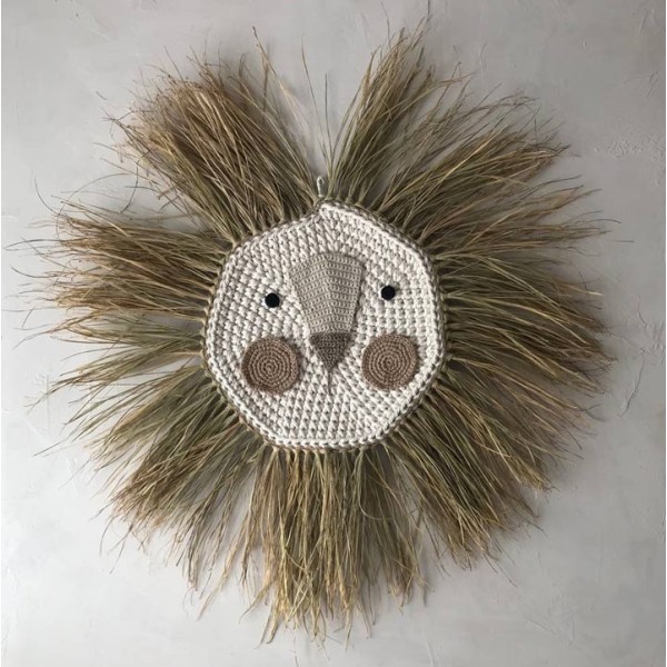 Cabeza León Crochet Giant con detalles brillantes