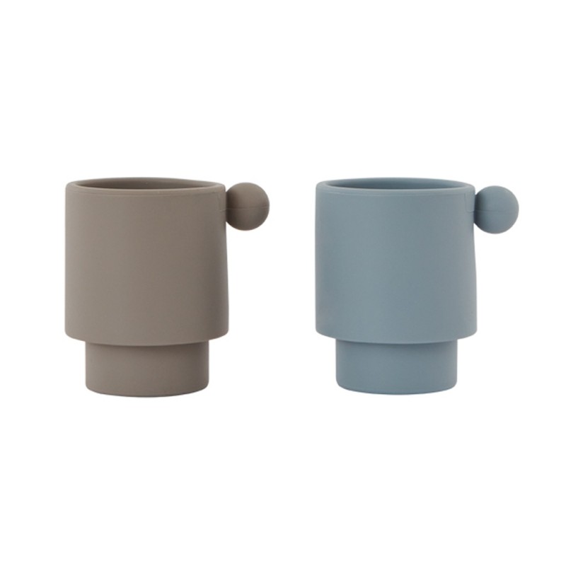 Tiny Inka Cup Set of 2 Dusty Blue / Clay OYOY
