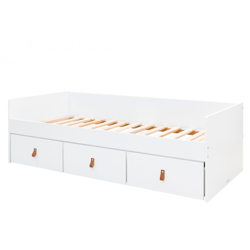 Bench Bed 90x200 With 3 Drawers Indy White/Natural Bopita