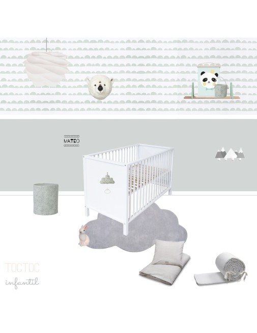 Habitación infantil con papel pintado infantil mint-LOWCOST.jpg